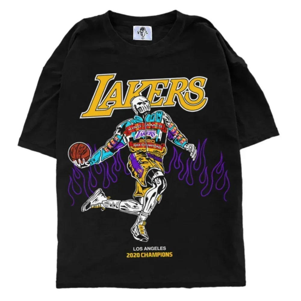 Classic WL Men's T-Shirt Cotton Streetwear Anime Casual Popular Oversize Basketball Games Star Printed Short Sleeve Tops Tees