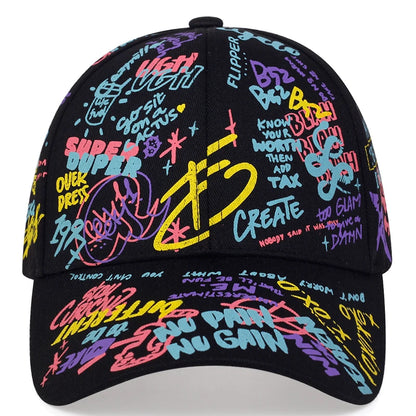 Fashion Letter Baseball Cap Graffiti Print Cotton Caps For Men Hip Hop Sun Hat Visor Women Adjustable Snapback Hats Couple Caps