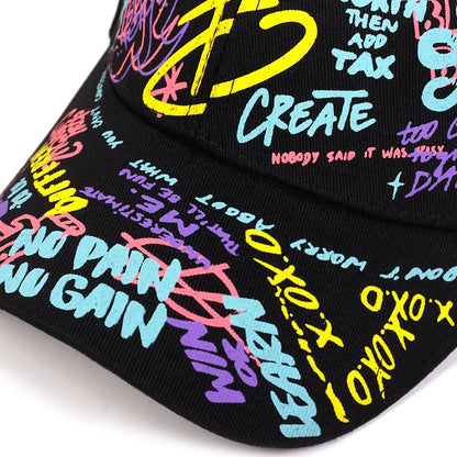 Fashion Letter Baseball Cap Graffiti Print Cotton Caps For Men Hip Hop Sun Hat Visor Women Adjustable Snapback Hats Couple Caps