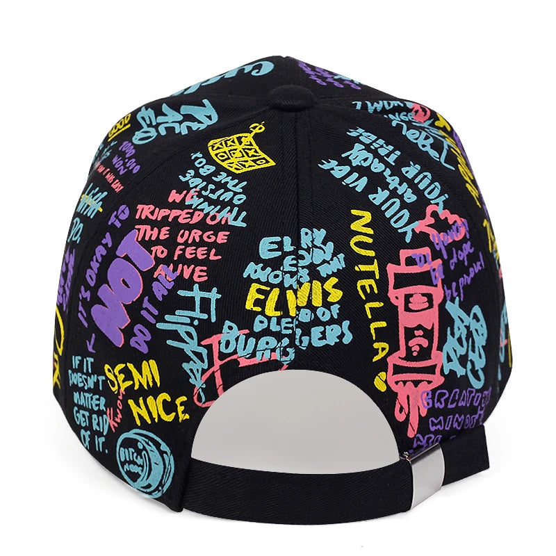 Fashion Letter Baseball Cap Graffiti Print Cotton Caps For Men Hip Hop Sun Hat Visor Women Adjustable Snapback Hats Couple Caps