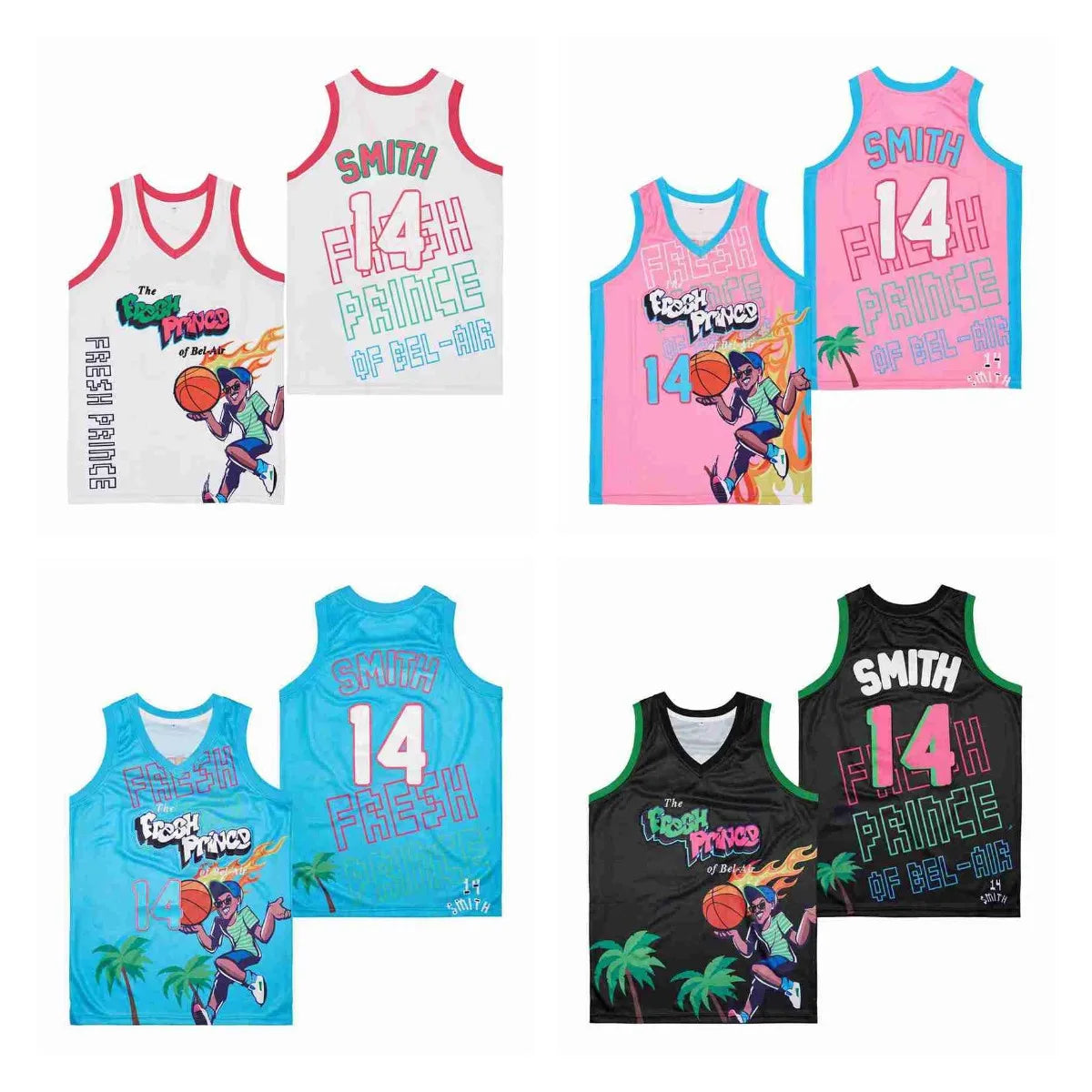 Men Basketball Jerseys The Fresh Prince 14 SMITH Bel Air Academy Jersey Sewing Embroidery Outdoor Sports WHITE BLACk pink New