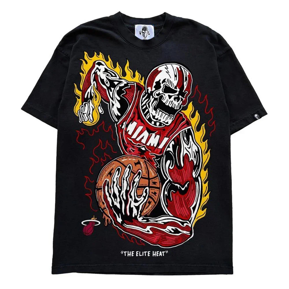 Classic WL Men's T-Shirt Cotton Streetwear Anime Casual Popular Oversize Basketball Games Star Printed Short Sleeve Tops Tees