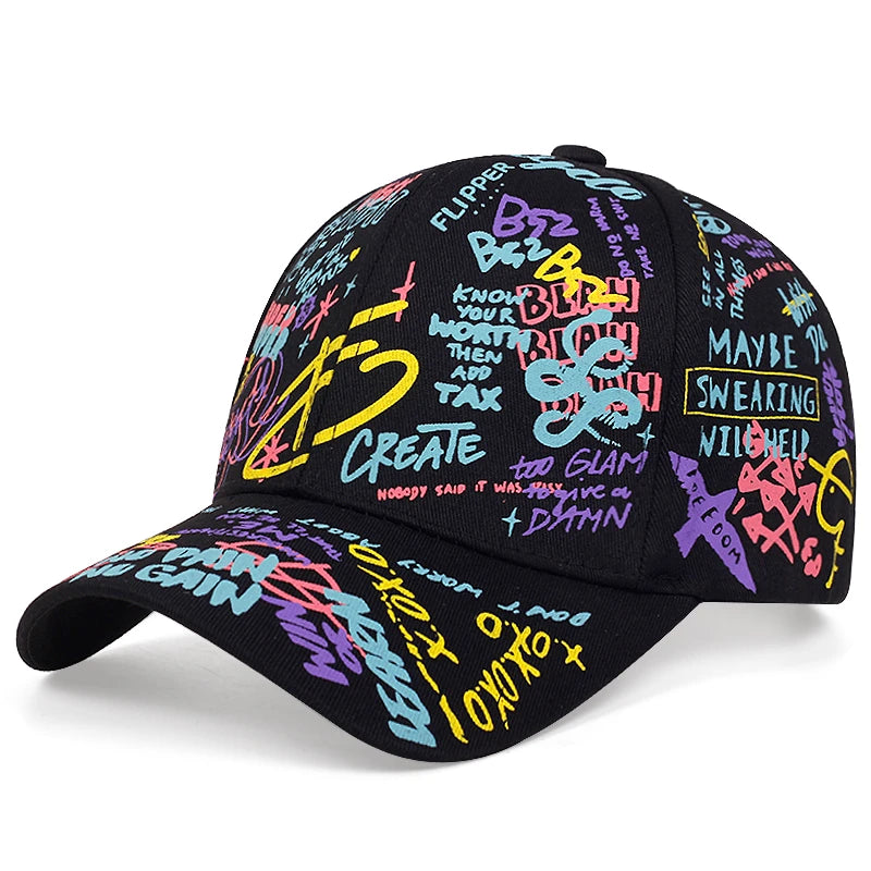 Fashion Letter Baseball Cap Graffiti Print Cotton Caps For Men Hip Hop Sun Hat Visor Women Adjustable Snapback Hats Couple Caps