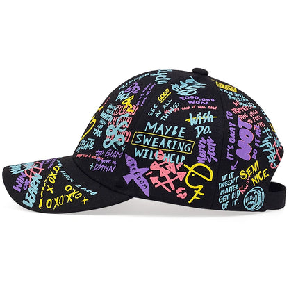 Fashion Letter Baseball Cap Graffiti Print Cotton Caps For Men Hip Hop Sun Hat Visor Women Adjustable Snapback Hats Couple Caps