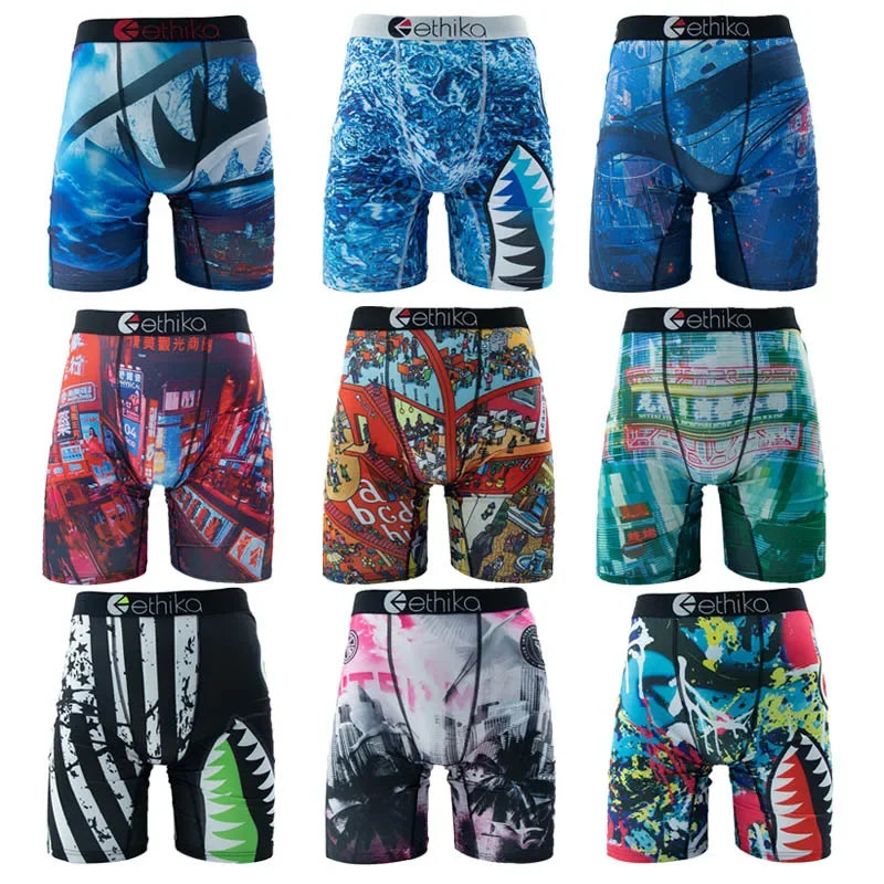 Men Underwear Boxers Fashion Printed  Male Panties Lingerie Men Underpants Boxershorts Trunks Plus Size Breathable Men's Boxers